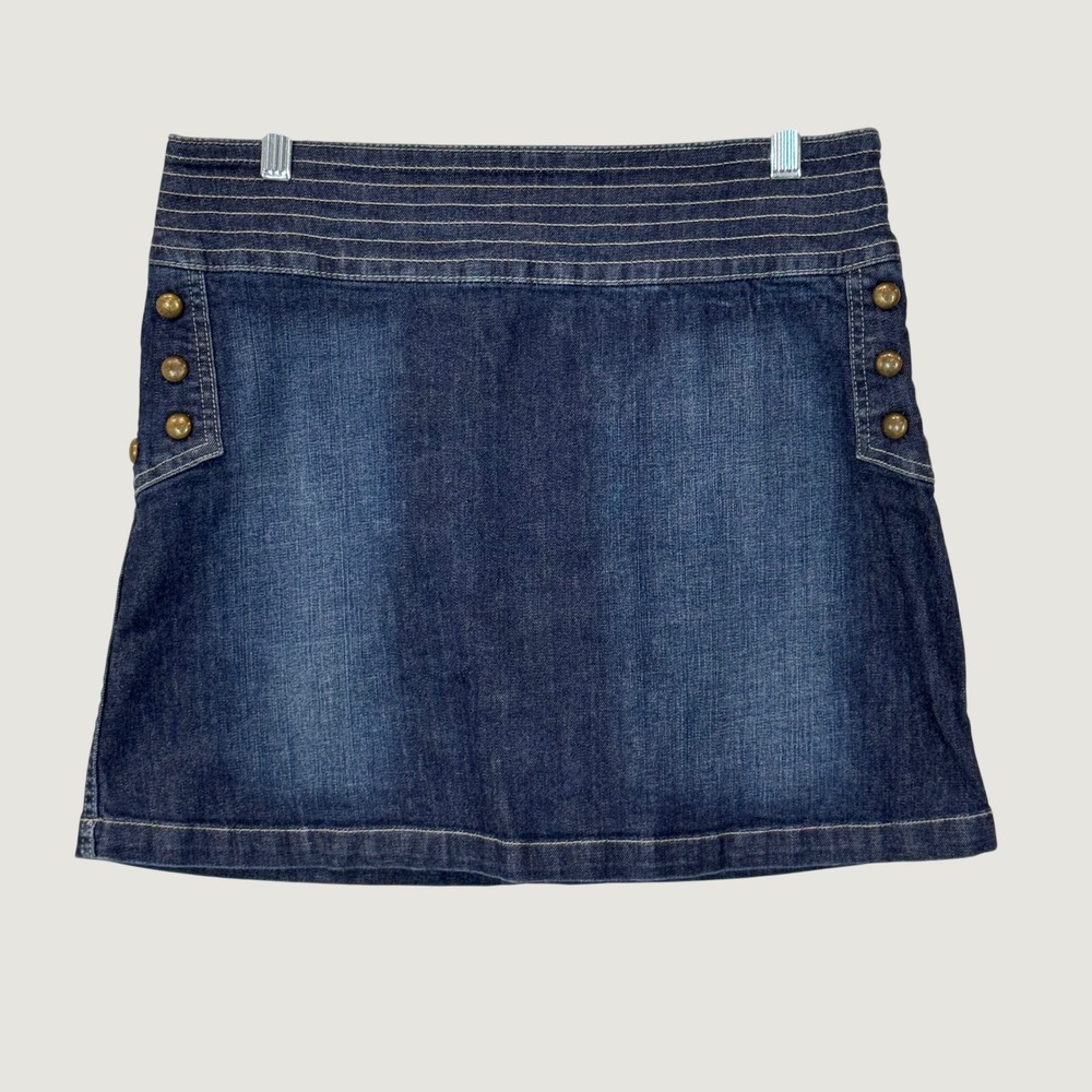 Ideology Denim Skirt Women 6 Blue Mini Skirt Y2K Button Side Festival Stretch